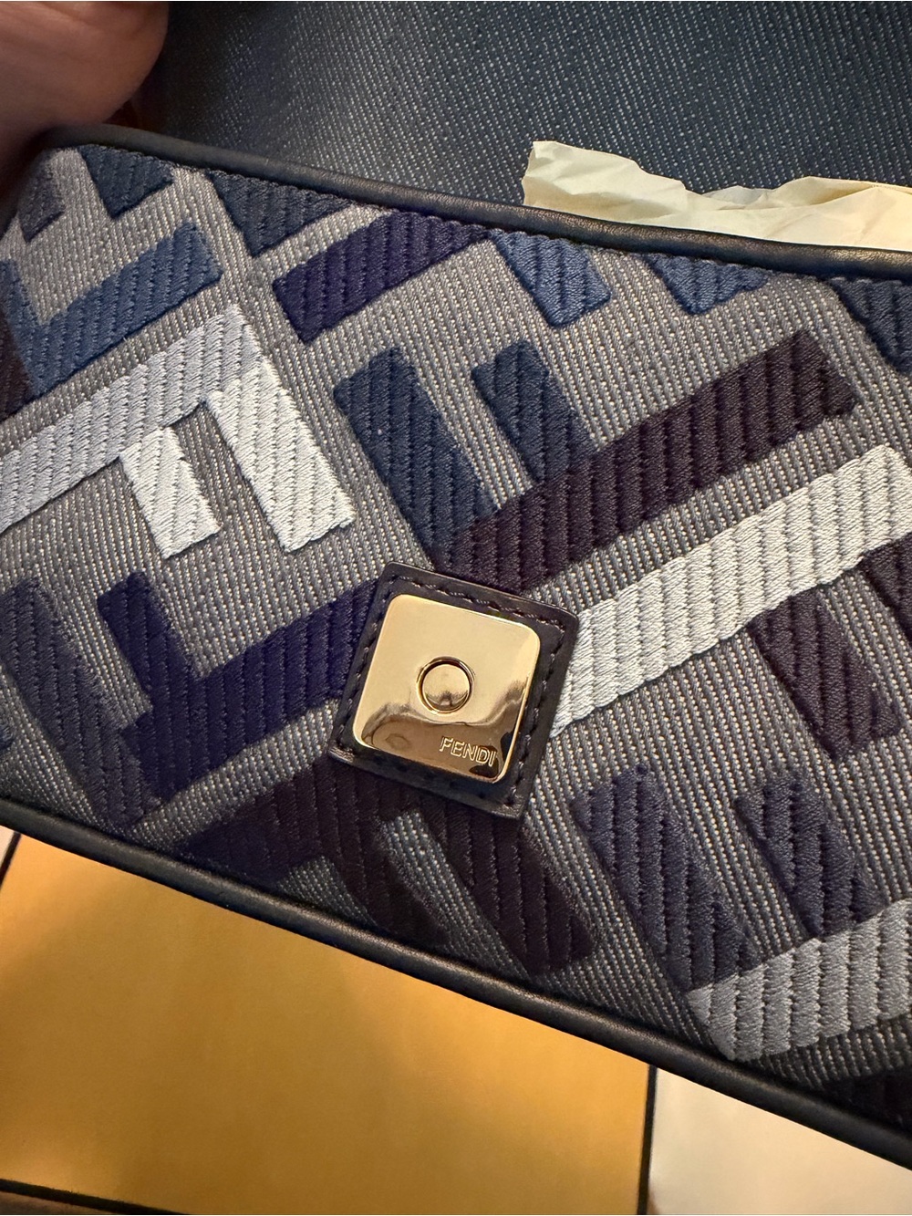 Fendi Navy denim mini baguette - Picture 6 of 12